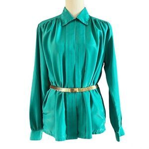 Vintage 80’s Impressions Green Blouse M/L